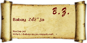 Babay Zója névjegykártya